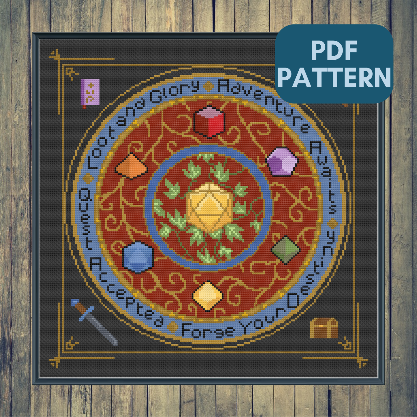 Shield of Adventure Cross-Stitch Pattern