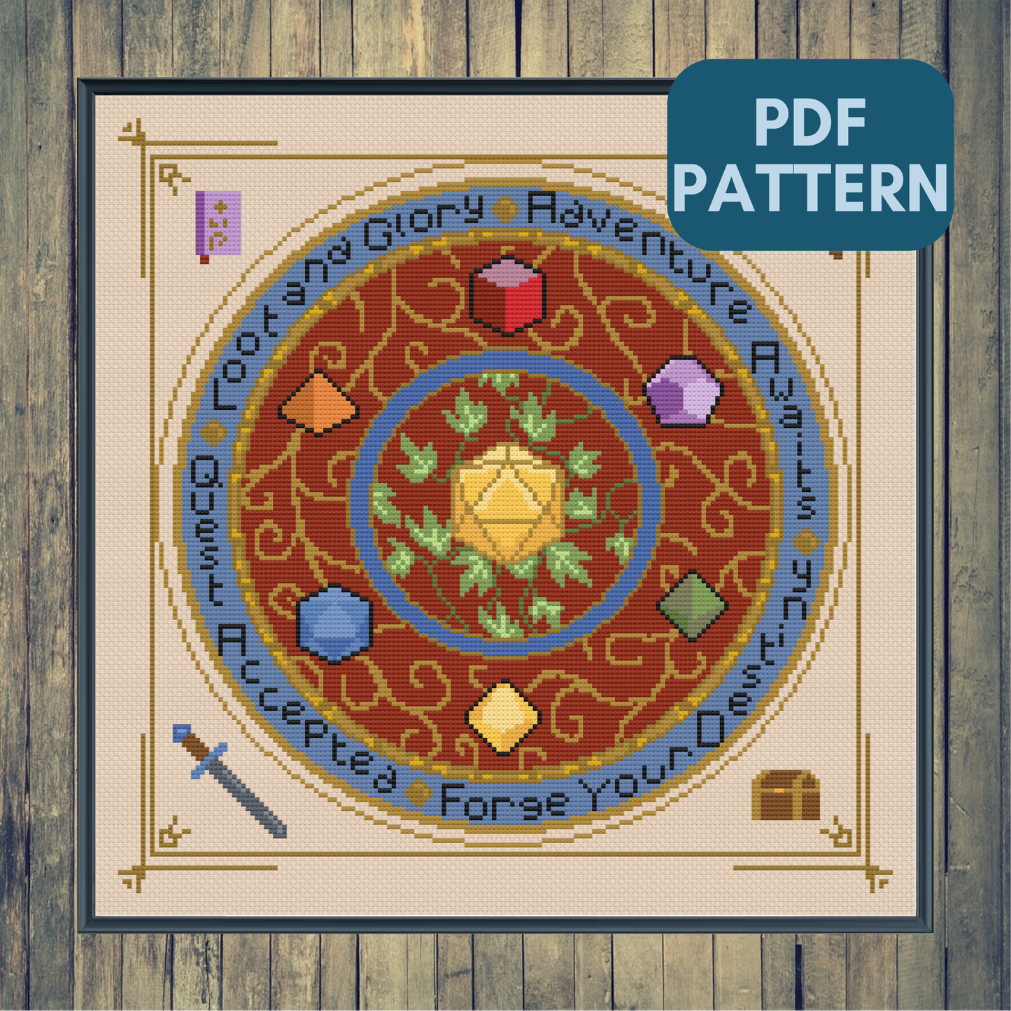 Shield of Adventure Cross-Stitch Pattern