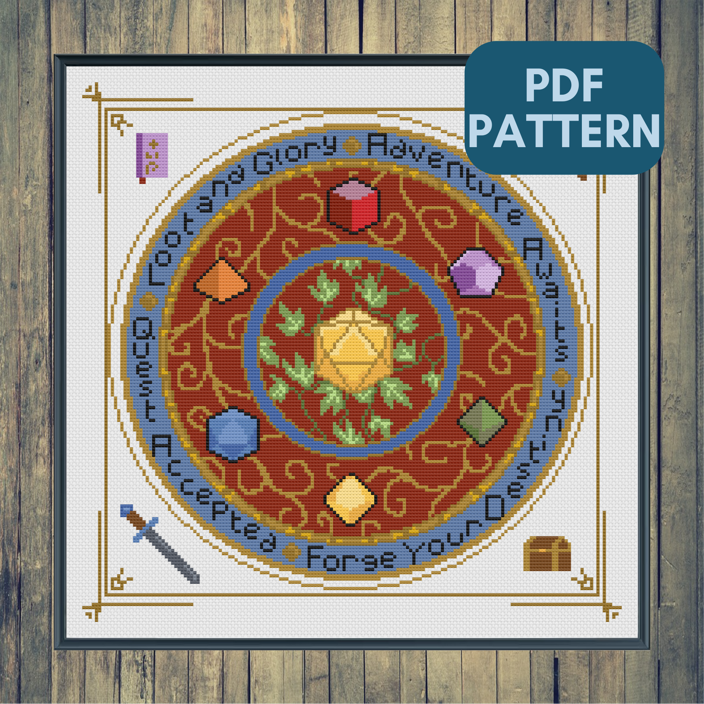 Shield of Adventure Cross-Stitch Pattern