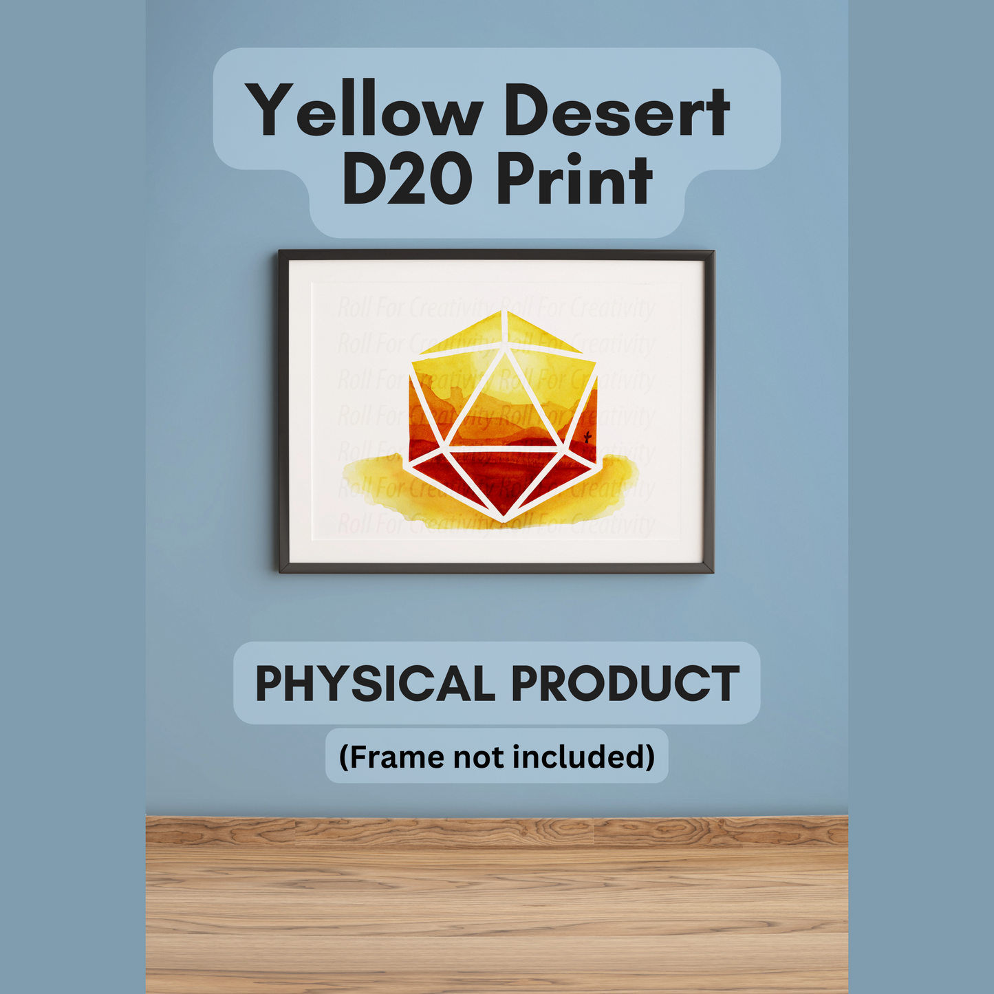 Yellow Desert D20 Print - Colourful D20 Print for TTRPG Players