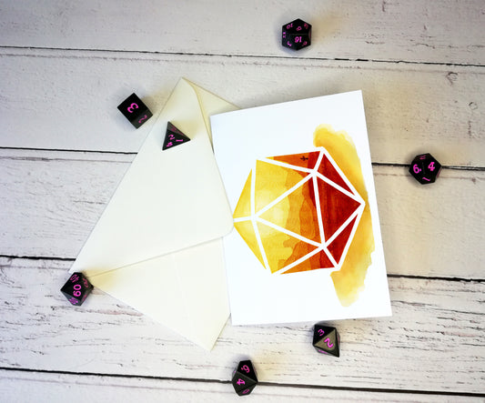 Yellow Desert D20 A6 Landscape Greetings Card  - Blank Inside for Custom Messages