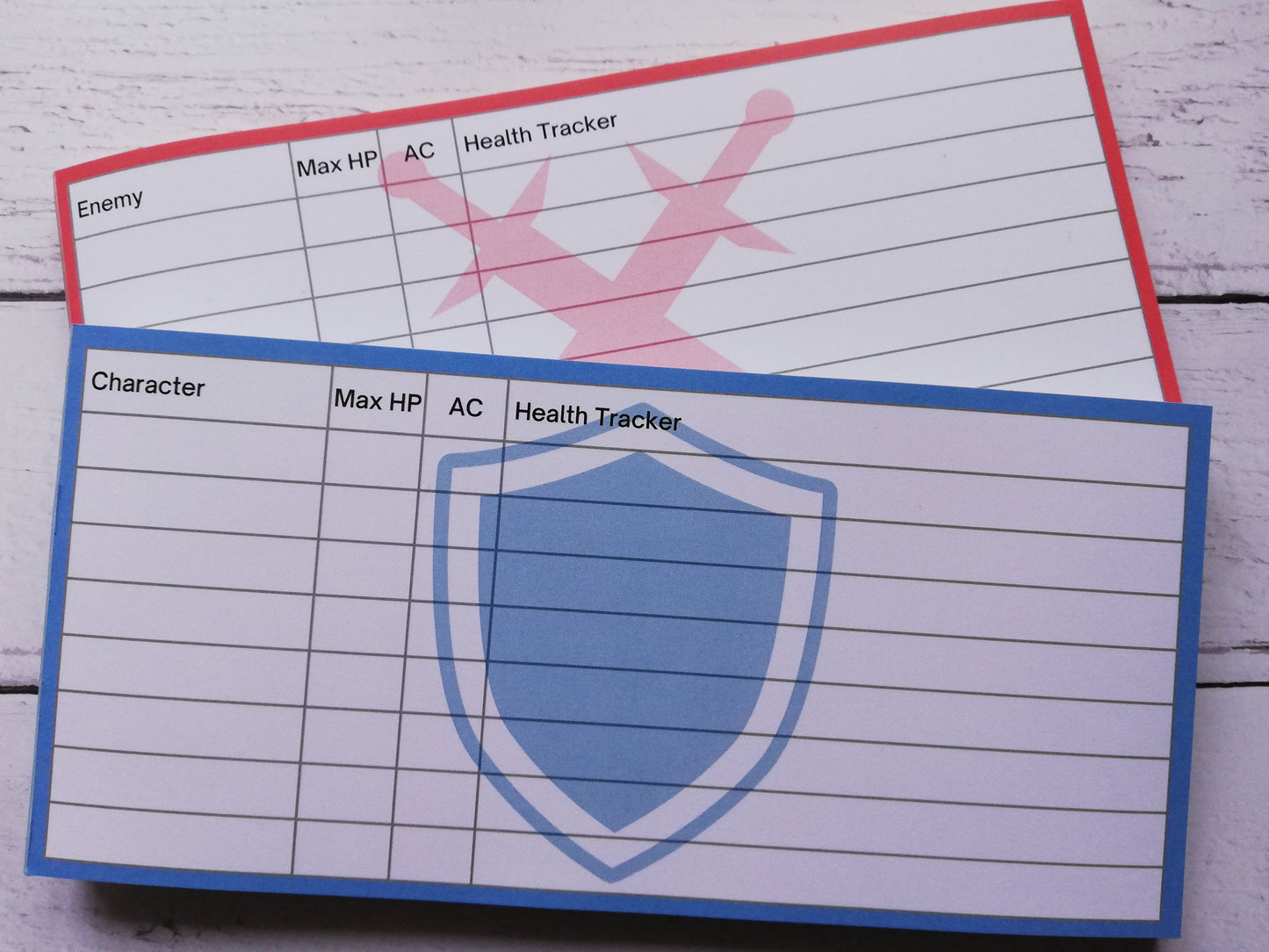Health Tracker Notepads for Player Characters