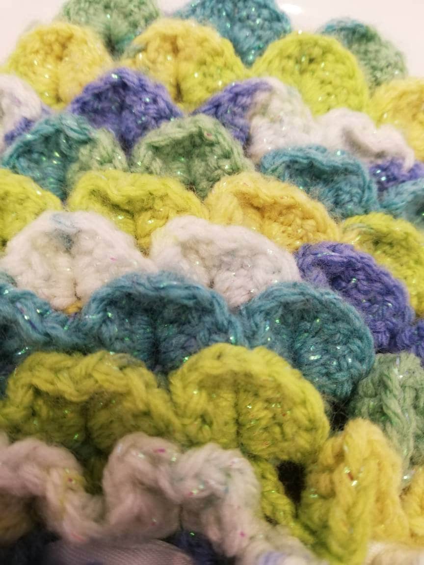 Forest Lake Dragon Egg Dice Bag! - With Twinkle Yarn // Crocheted scale effect bag, handmade, great for dice storage