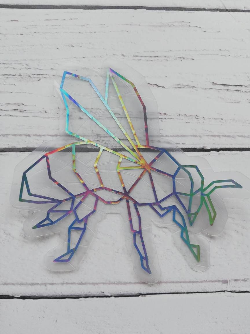 Geometric Bee Suncatcher Sticker - Easy to use window rainbow maker