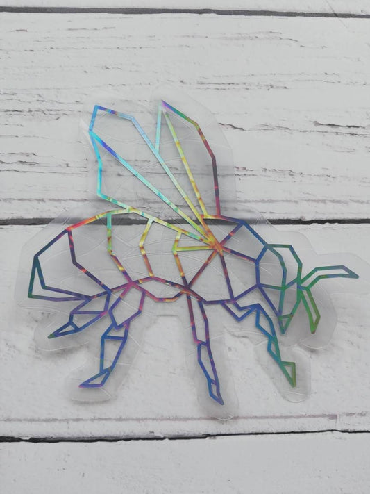 Geometric Bee Suncatcher Sticker - Easy to use window rainbow maker