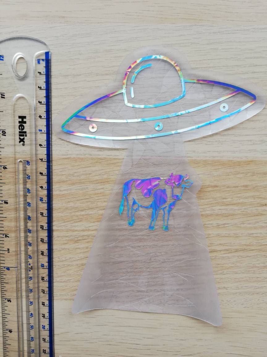 UFO Cow Suncatcher Sticker - Easy to use window rainbow maker