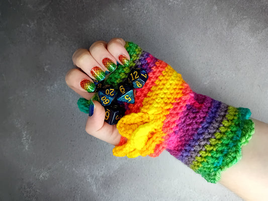 Custom Crocheted Dragon-Scale Fingerless Gloves
