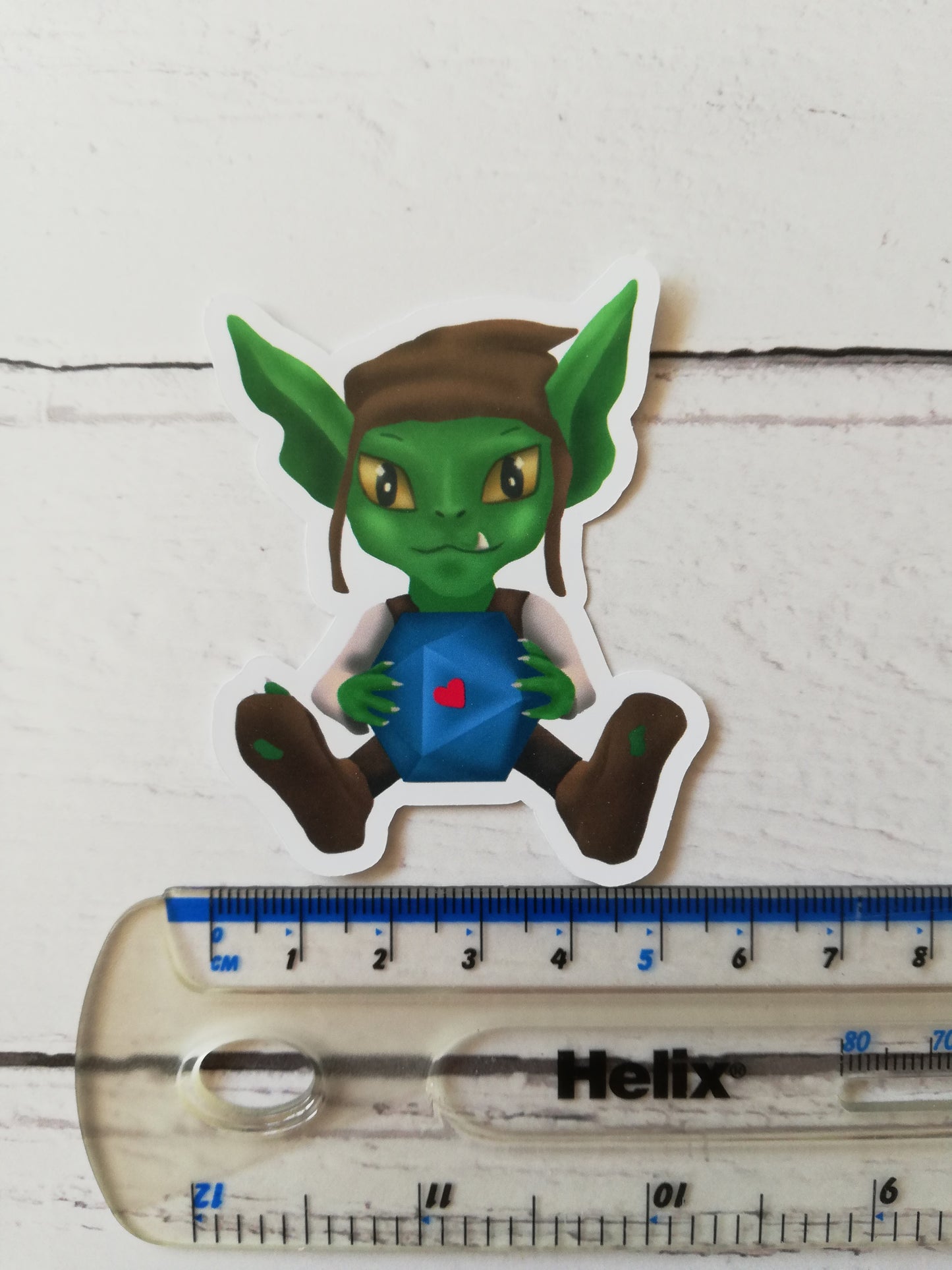 Dice goblin sticker - Goblin sticker - D20 sticker - Nerdy heart sticker
