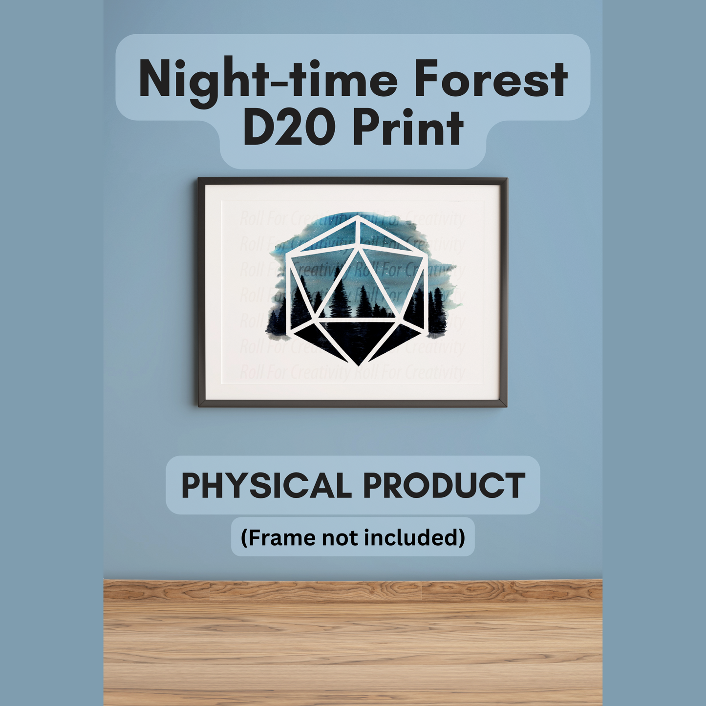Night-time Woods D20 A4  Print - Colourful D20 Print for TTRPG Players