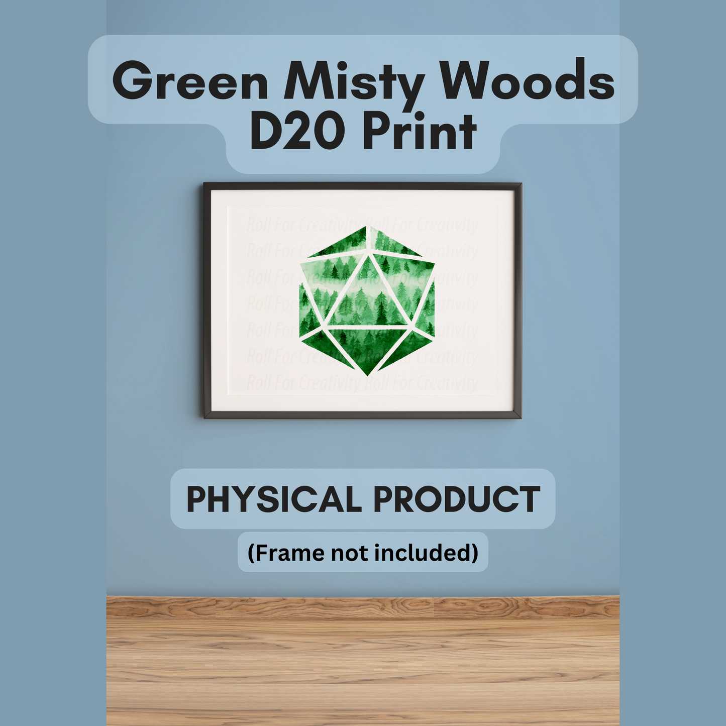 Green Misty Woods D20 Print - Colourful D20 Print for TTRPG Players