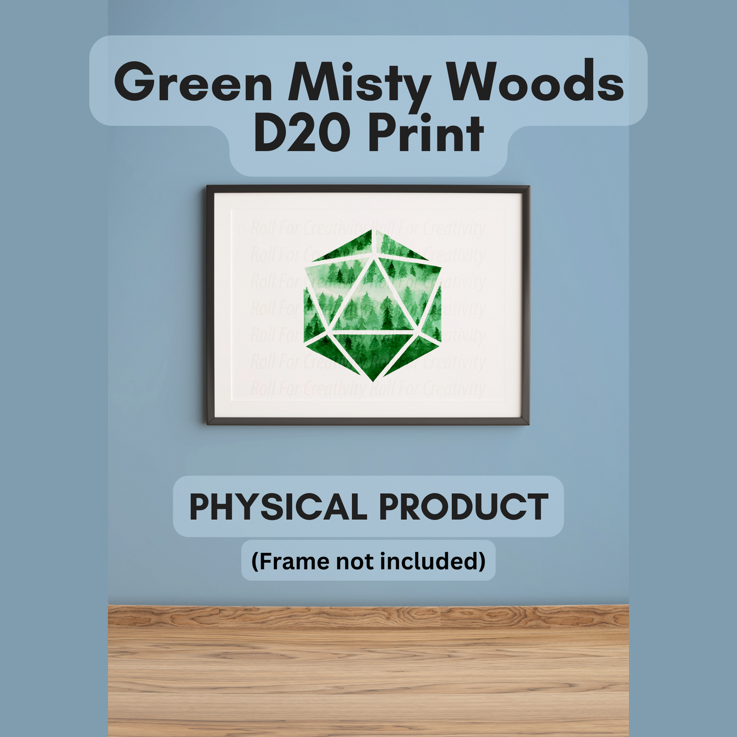 Green Misty Woods D20 A5 Print - Colourful D20 Print for TTRPG Players