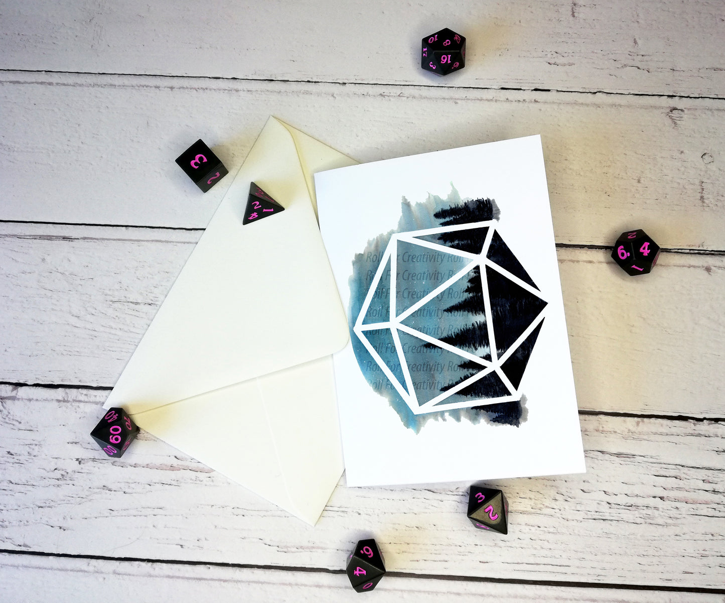 Watercolor D20 A6 Landscape Greetings Card BUNDLE  - Blank Inside for Custom Messages