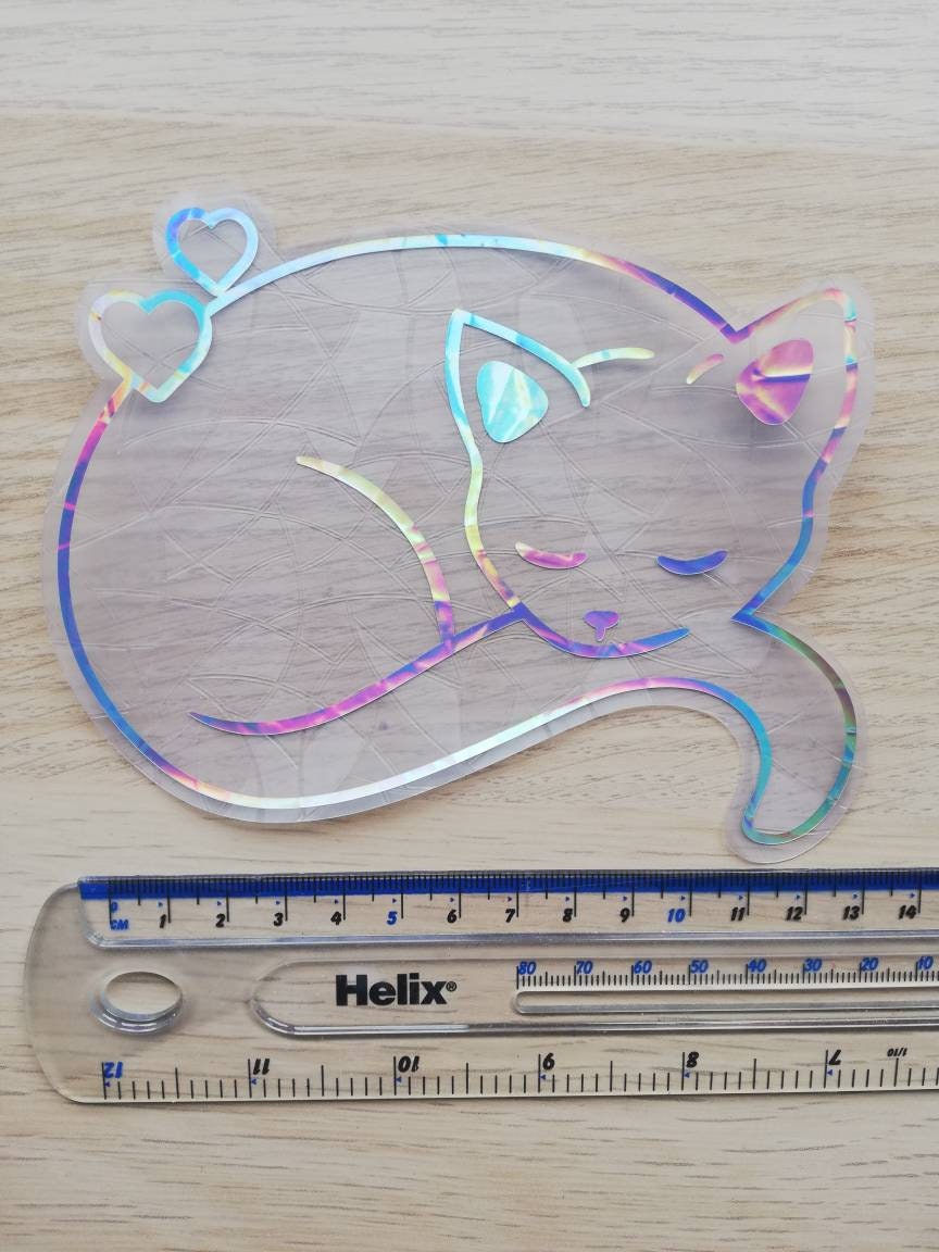 Sleeping Cat Suncatcher Sticker - Easy to use window rainbow maker