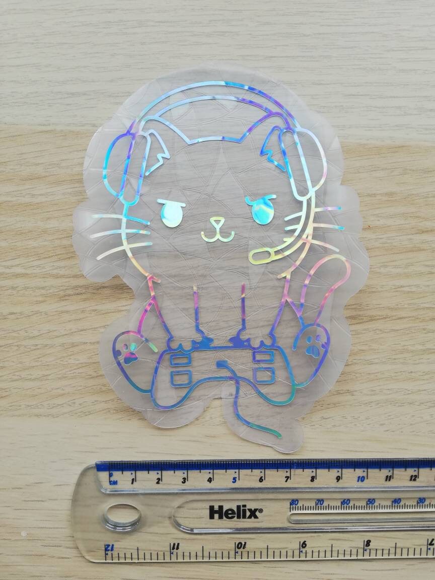 Gaming Cat Suncatcher Sticker - Easy to use window rainbow maker